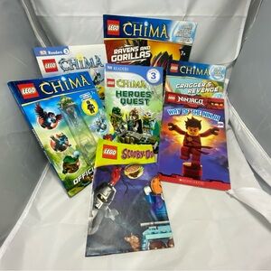 Lot Of 5 Lego Chima Books + Ninjago Book + Scooby Doo Poster